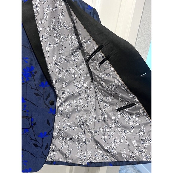Paisley & Gray Men's Slim Fit Blue Floral Suit Blazer Tuxedo Jacket Size 38R - Picture 13 of 16
